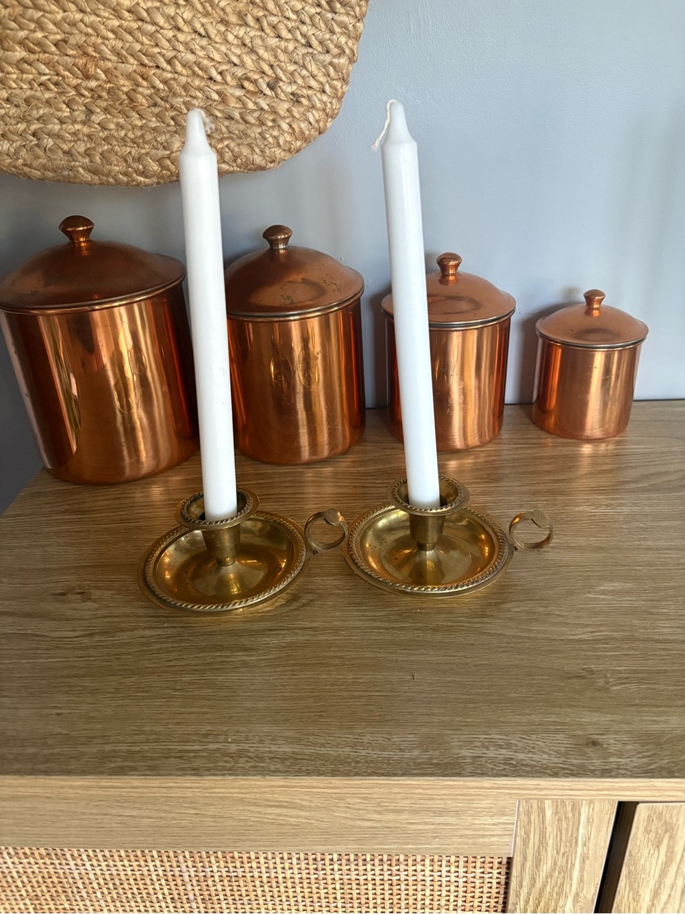 Brass Chamberstick Candle Holders - Pair
